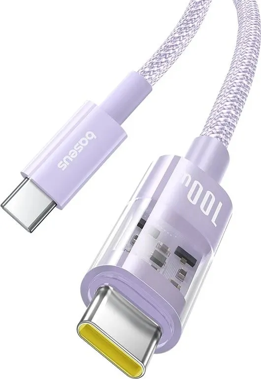 Kabllo Baseus Gem USB C në USB C, 1 m, 100 W, Vjollcë - 2