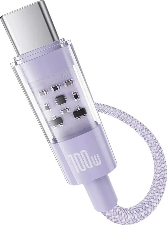 Kabllo Baseus Gem USB C në USB C, 1 m, 100 W, Vjollcë - 3