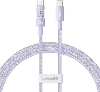 Kabllo Baseus Gem USB C në USB C, 1 m, 100 W, Vjollcë
