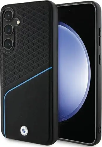 Mbështjellës BMW Signature Leather Textured & Line MagSafe për Samsung Galaxy S24+ S926, i zi
