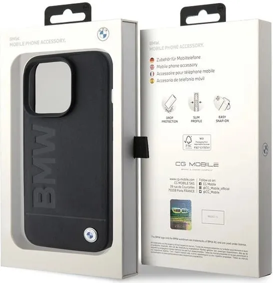 Mbështjellës BMW Leather Hot Stamp MagSafe për iPhone 15 Pro, i zi - 2