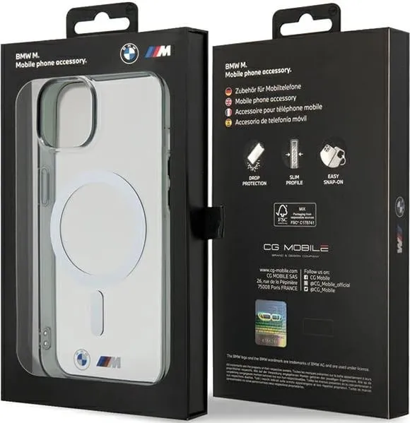 Mbështjellës BMW Silver Ring MagSafe për iPhone 15, Transparent - 3
