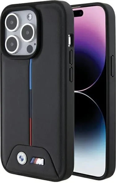 Mbështjellës BMW Quilted Tricolor për iPhone 15 Pro, i zi - 1