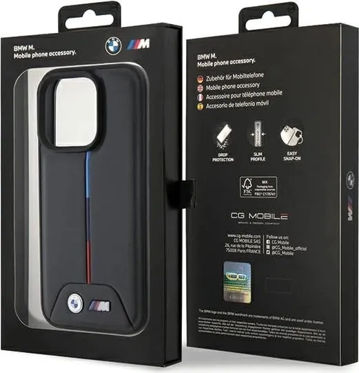 Mbështjellës BMW Quilted Tricolor për iPhone 15 Pro, i zi - 2
