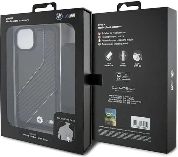 Mbështjellës BMW M Edition Carbon Stripe & Strap për iPhone 15/14/13, i zi - 5