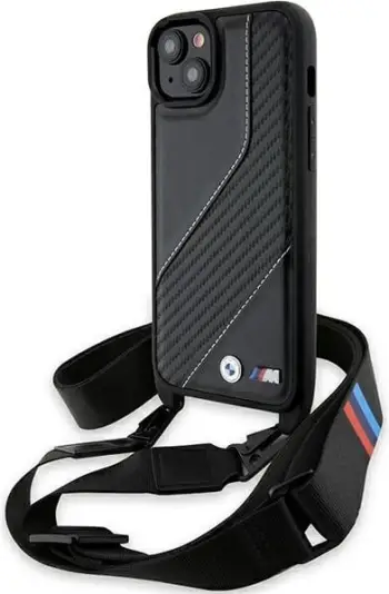 Mbështjellës BMW M Edition Carbon Stripe & Strap për iPhone 15/14/13, i zi