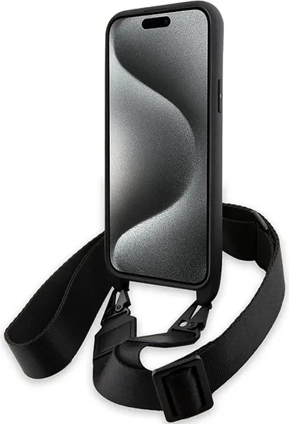 Mbështjellës BMW M Edition Carbon Tricolor Lines & Strap për iPhone 15 Plus / 14 Plus, i zi - 4