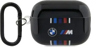 Mbështjellës BMW BMAP222SWTK për AirPods Pro 2, me karabiner, i zi, Multiple Colored Lines