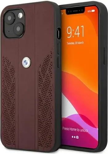 Mbështjellës BMW BMHCP13MRSPPR për iPhone 13, 6.1", lëkurë, i kuq