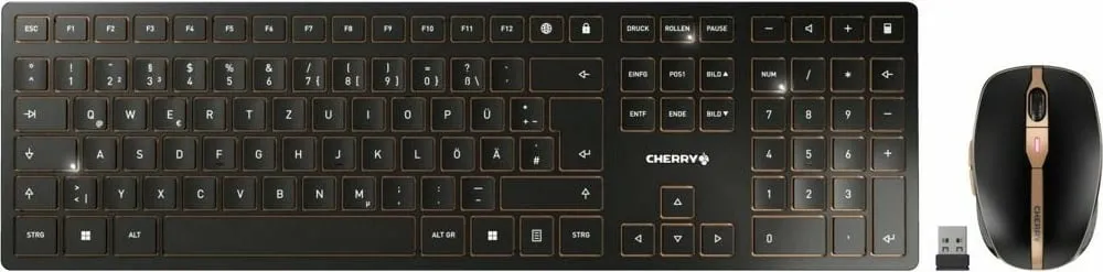 Set tastierë dhe maus Cherry DW 9100 SLIM wireless, IT-layout, e zezë - 1
