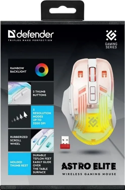 Mouse pa kabllo Defender GM-056 Astro Elite, 3200 DPI, 7 butona programues, i zi - 3