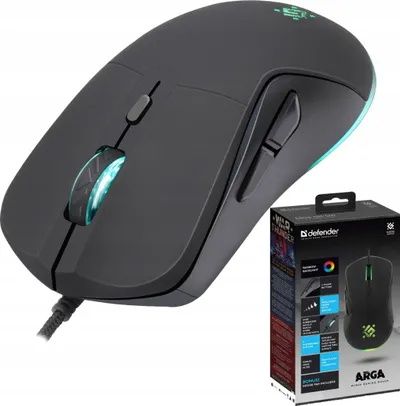 Maus gaming Defender GM-049 Arga, 3600 DPI, 6 butona, me drita LED - 1
