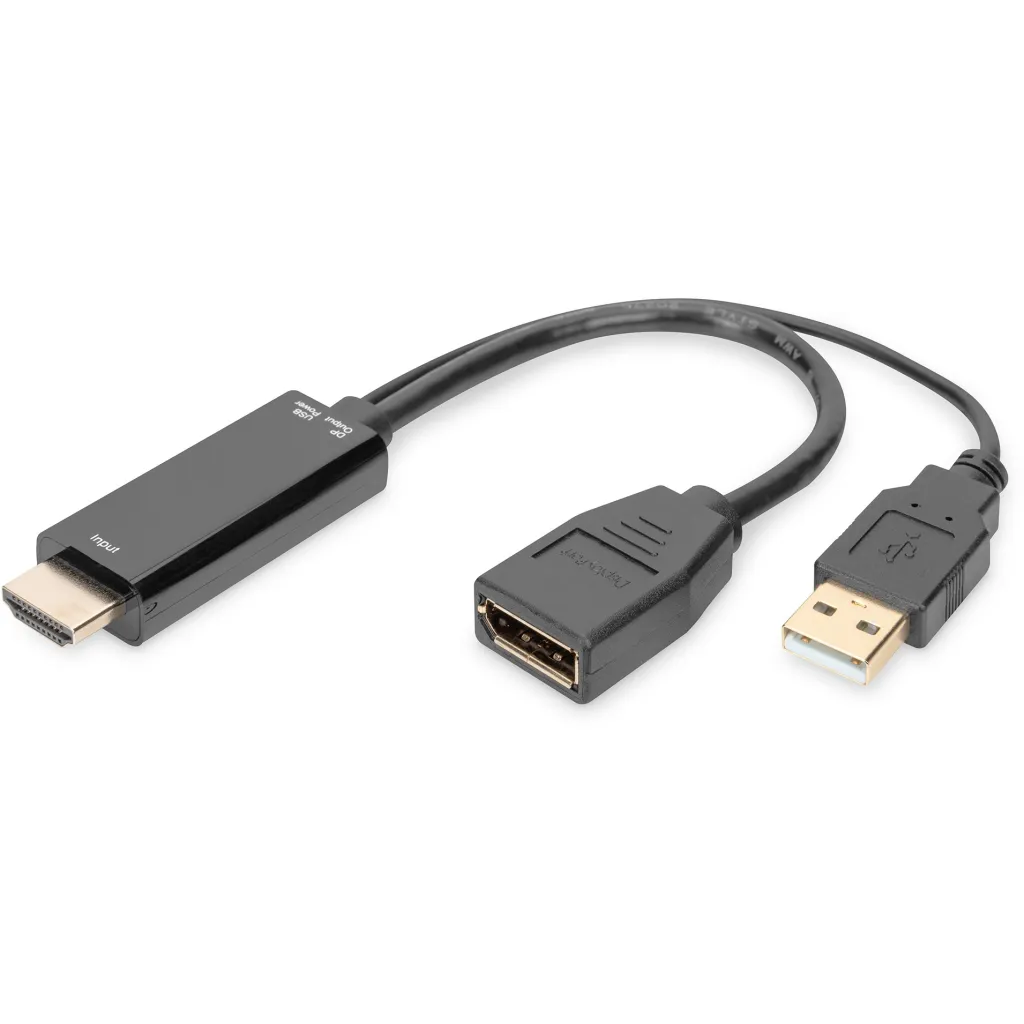 Kabllo HDMI DIGITUS Adapter Cable HDMI to DisplayPort 4K 0.2m – Zezë - 1