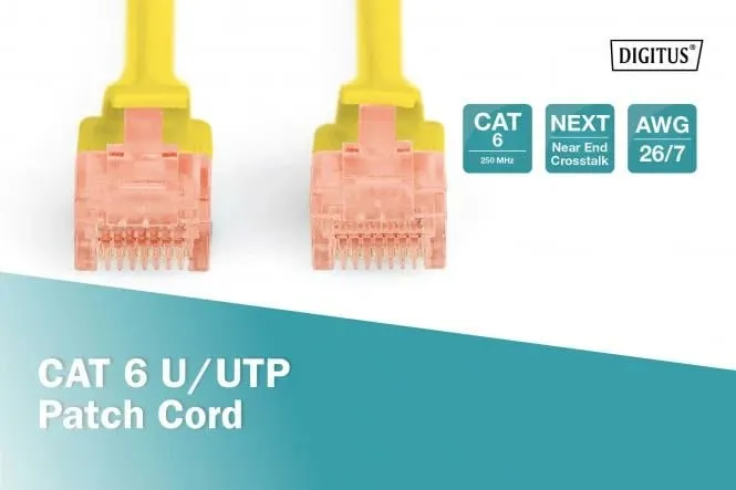 Kabllo rrjeti Digitus UTP Patch Cord, CAT.6, 2 m, e verdhë - 3