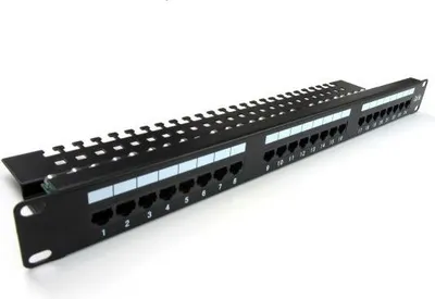 Panel lidhjesh Digitus, 19", 24x RJ45 UTP Cat. 5E, 1U, i zi - 1