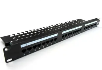 Panel lidhjesh Digitus, 19", 24x RJ45 UTP Cat. 5E, 1U, i zi