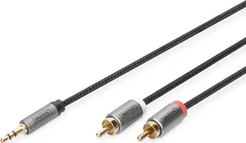 Kabllo audio Digitus Stereo në 2RCA, 1m, e zezë