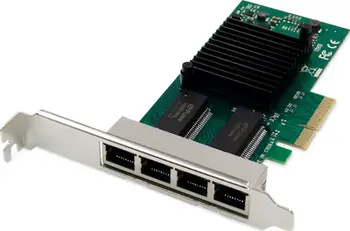 Kartë rrjeti Digitus DN-10114, 4 porta Gigabit, PCIe, e zezë
