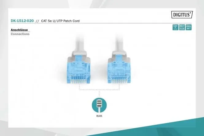 U-UTP Patch Cord 2m CAT 5e, e hirit - 2