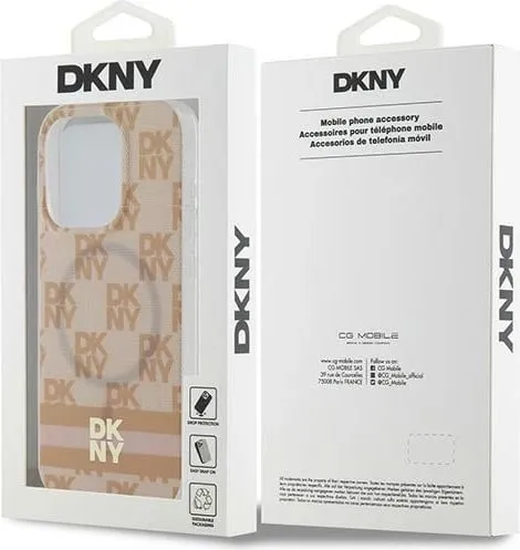 Mbështjellës DKNY IML Checkered Mono Pattern & Printed Stripes MagSafe për iPhone 13 Pro / 13, Rozë - 2