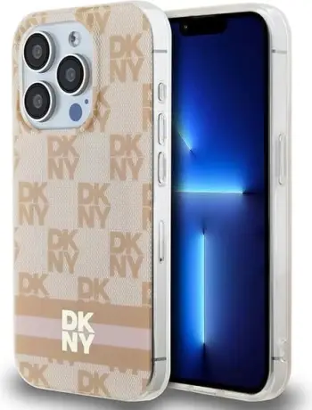 Mbështjellës DKNY IML Checkered Mono Pattern & Printed Stripes MagSafe për iPhone 13 Pro / 13, Rozë
