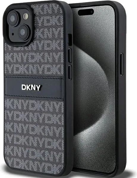 Mbështjellës DKNY Mono Stripe & Metal Logo për iPhone 15/14/13, e zezë - 1