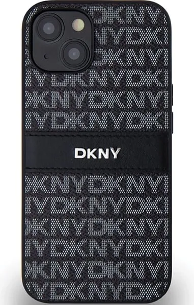 Mbështjellës DKNY Mono Stripe & Metal Logo për iPhone 15/14/13, e zezë - 2
