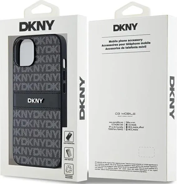 Mbështjellës DKNY Mono Stripe & Metal Logo për iPhone 15/14/13, e zezë - 3