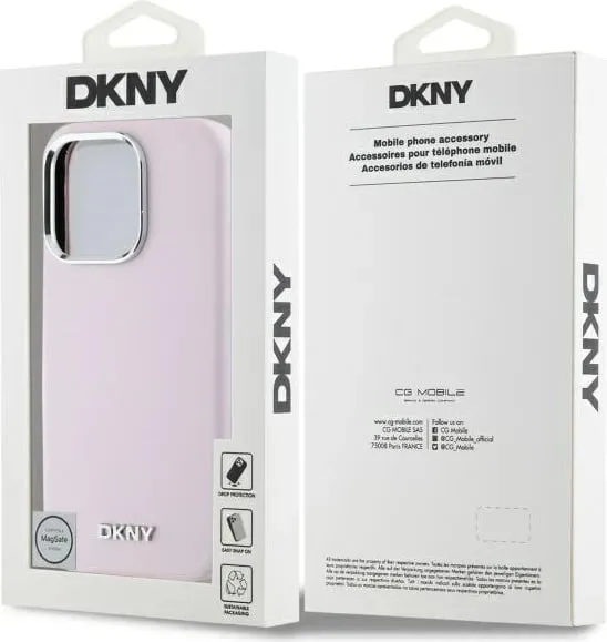 Mbështjellës DKNY Liquid Silicone Small Metal Logo MagSafe për iPhone 16 Pro Max, Rozë - 2