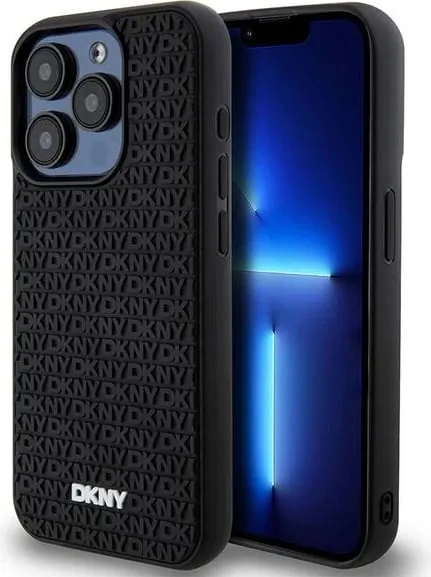 Mbështjellës DKNY 3D Rubber Repeat Pattern për iPhone 15 Pro Max, i zi - 1