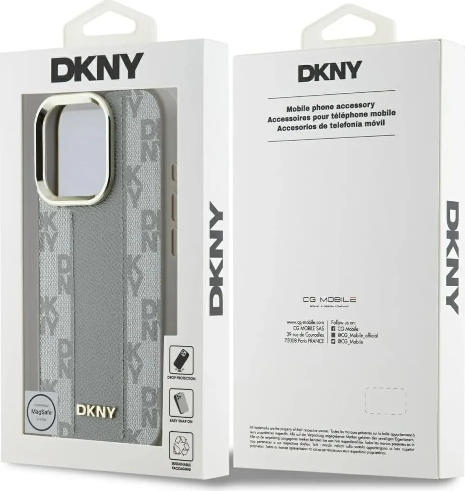 Mbështjellës DKNY Checkered Pattern MagSafe për iPhone 16 Pro, Bezhe - 8