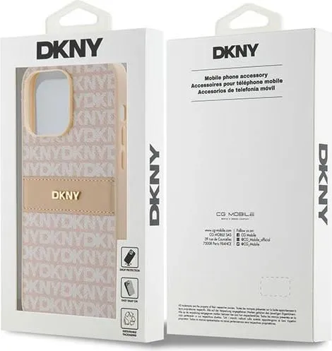 Mbulesë telefoni DKNY PU Leather Repeat Pattern Tonal Stripe, për iPhone 14 Pro, rozë - 2