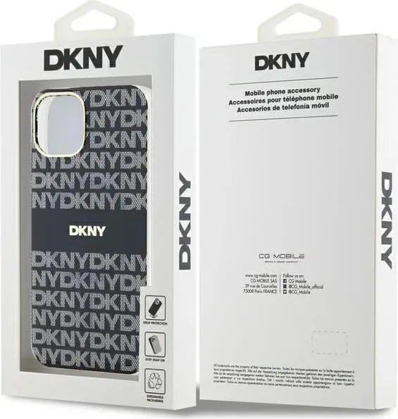 Mbështjellës DKNY IML Mono & Stripe MagSafe për iPhone 15/14/13, i zi - 2