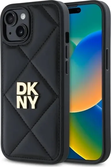 Mbështjellës DKNY Quilted Stack Logo për iPhone 15, i zi - 1