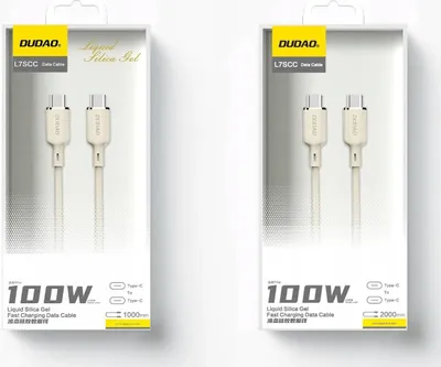 Kabllo USB C Dudao L7Scc, USB C në USB C, 100W, 2m, e bardhë - 5