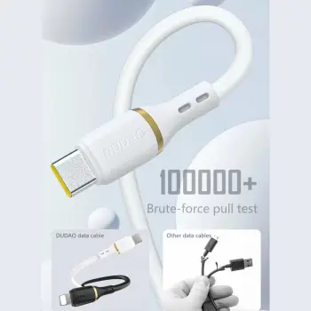 Kabllo USB Dudao L25T, USB A në USB C, 5A, 1m, e bardhë