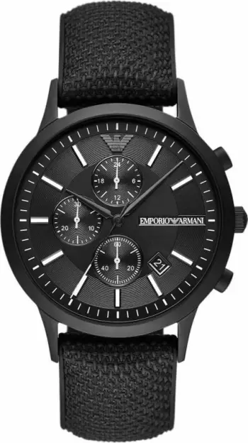 Orë dore për meshkuj Emporio Armani, e zezë