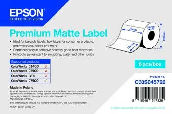 Letër për printer Epson Premium Matte, 76mm, e bardhë - 1