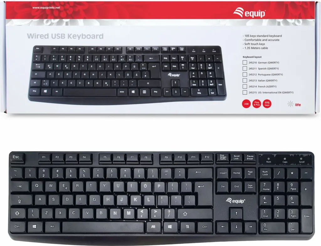 Tastierë EQUIP, USB, QWERTY, Full-size, e zezë - 6