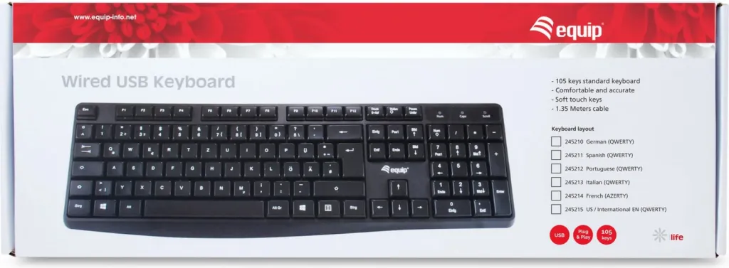Tastierë EQUIP, USB, QWERTY, Full-size, e zezë - 7