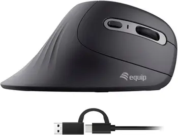 Mouse vertikal me kabllo Equip 245119, ergonomik, USB A USB C, i zi