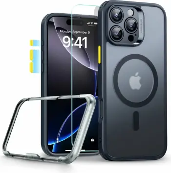 Mbështjellës ESR Classic Pro Set HaloLock MagSafe për iPhone 16 Pro, i zi, set me xham mbrojtës