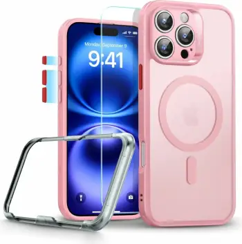 Mbështjellës ESR Classic Pro Set HaloLock MagSafe për iPhone 16 Pro Max, Rozë, me xham mbrojtës