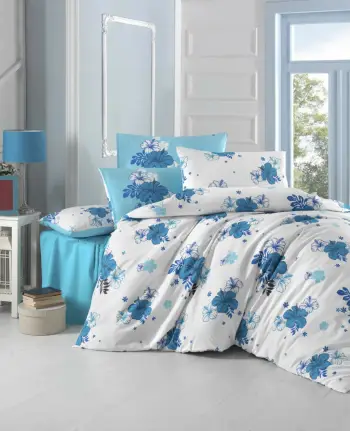 Set mbulesë për jorgan dopio Ranforce, L'essentiel, Bella, bardhë/blu