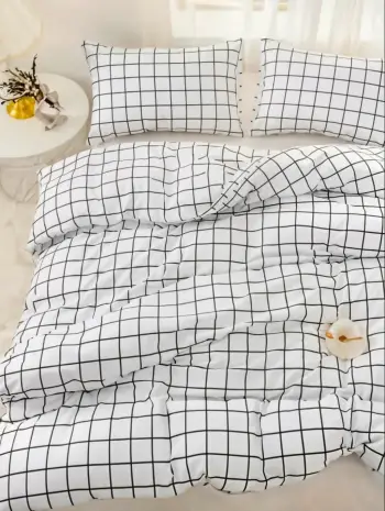 Set mbulesë për jorgan king size, L'essentiel, ngjyrë e zezë, pled