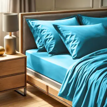 Çarçaf i vogël me lastik, ranforce, ngjyrë turquoise, L'essentiel, 90x190+30cm
