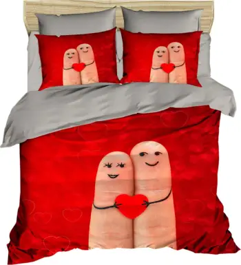 Set mbulesë për jorgan king size, L'essentiel, 201, e kuqe dhe gri (3 pjesë)