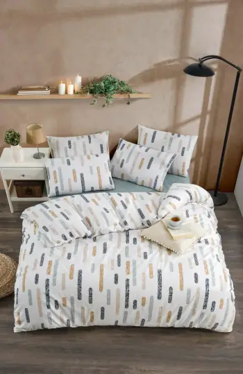 Set mbulesë për jorgan Single, L'essentiel, bardhë, mustard, kaltër e errët