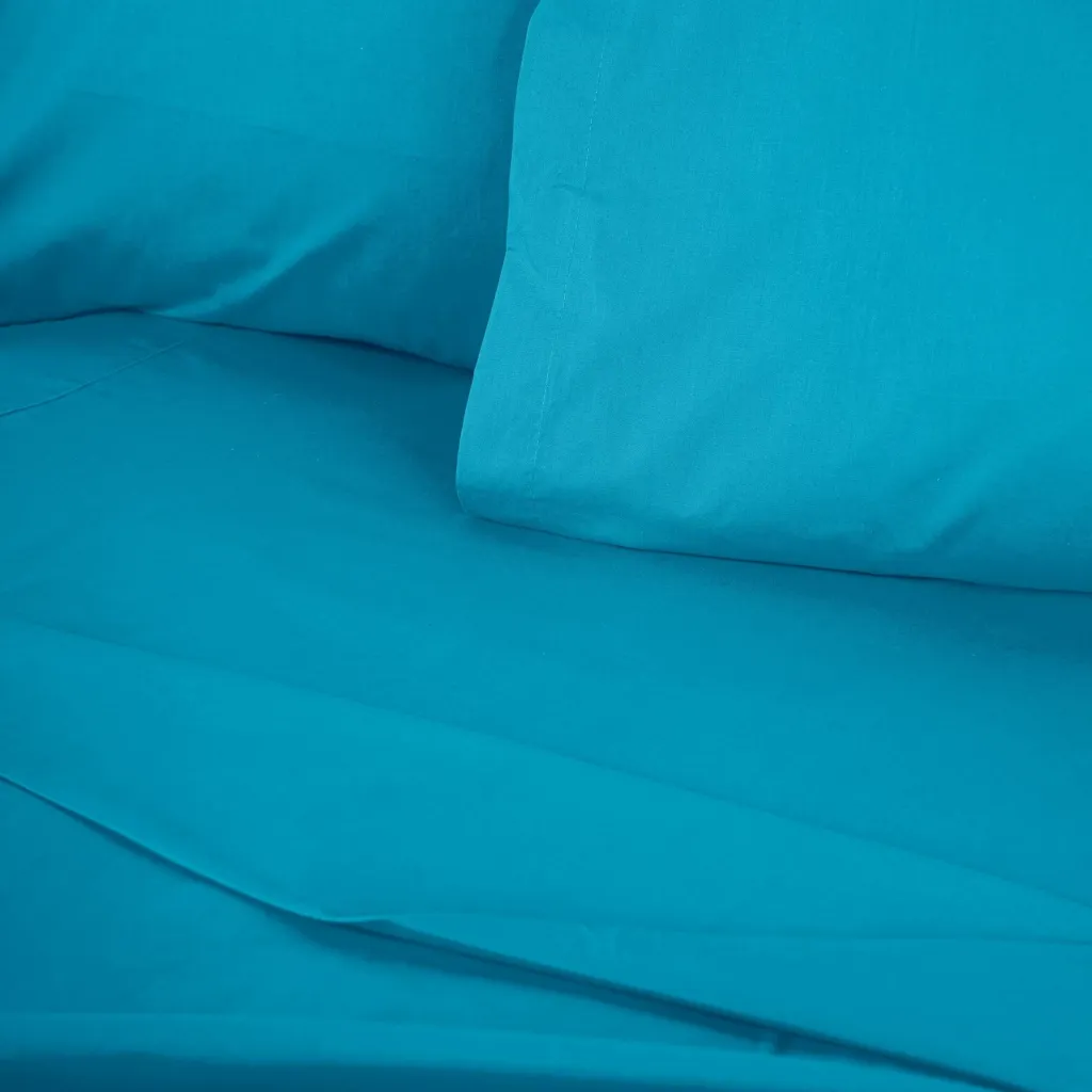 Çarçaf i shtrirë super king, ngjyrë turquoise, L'essentiel - 3