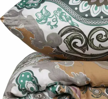 Set mbulesë për jorgan dopio satin, L'essentiel, ngjyrë e verdhë, kafe, e bardhë